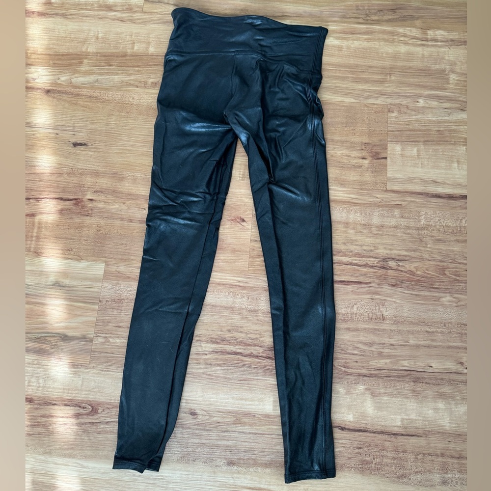 Spanx Faux Leather Leggings Black Sz Medium